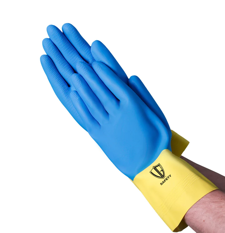 VGuard® 28 mil Blue/Yellow Neoprene Coated Latex Flock Lined Glove