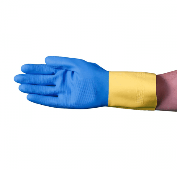 VGuard® 28 mil Blue/Yellow Neoprene Coated Latex Flock Lined Glove