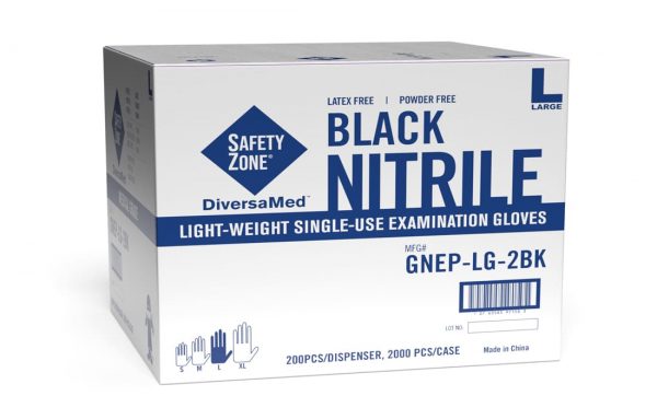 Medical Grade Black Nitrile Gloves by Uncle Supply, 200/box