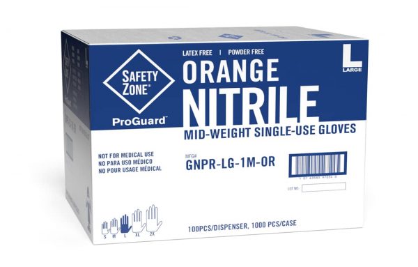 Powder Free Orange Nitrile Gloves by Uncle Supply