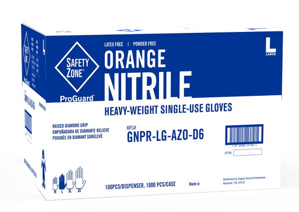 Powder Free Orange Nitrile Gloves by Uncle Supply