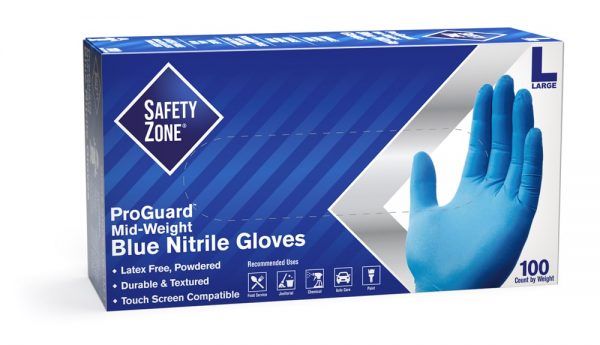 Powdered Blue Nitrile Gloves by Uncle Supply