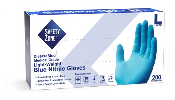 Medical Grade Blue Nitrile Gloves by Uncle Supply, 200/box