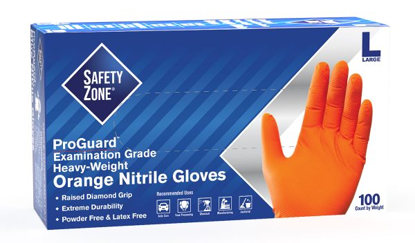 Powder Free Orange Nitrile Gloves by Uncle Supply