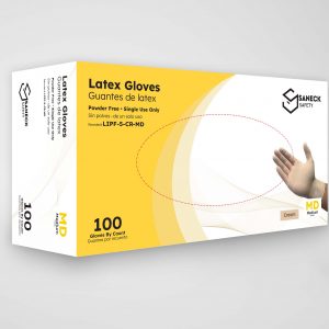 5.0 mil Cream Latex Powder Free Gloves by Saneck Safety