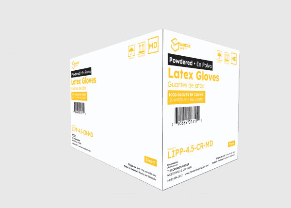 4.5 mil Cream Latex Powdered Gloves by Saneck Safety