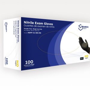 5.5 mil Black Nitrile Chemo Exam Gloves by Saneck Safety