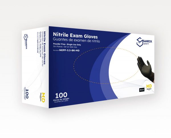 5.5 mil Black Nitrile Chemo Exam Gloves by Saneck Safety