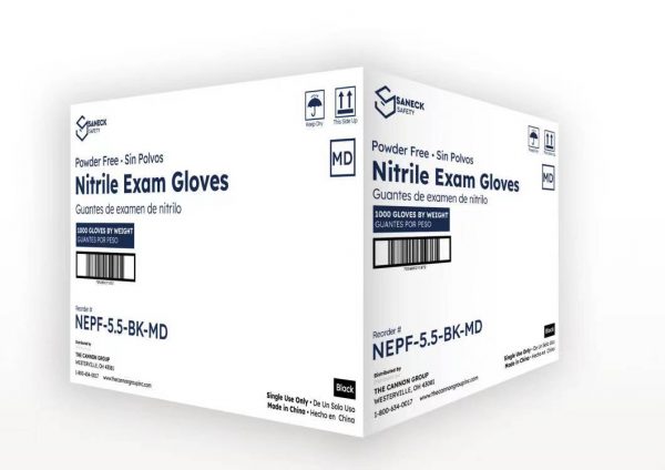 5.5 mil Black Nitrile Chemo Exam Gloves by Saneck Safety