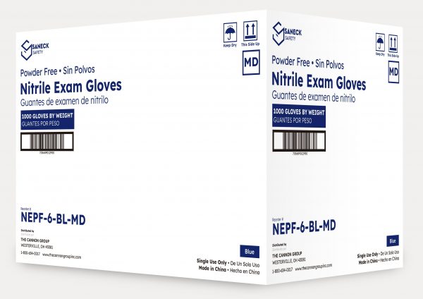 6.0 mil Blue Nitrile Exam Gloves by Saneck Safety