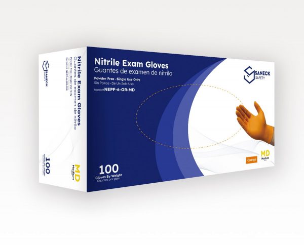 6.0 mil Orange Nitrile Chemo Exam Gloves by Saneck Safety