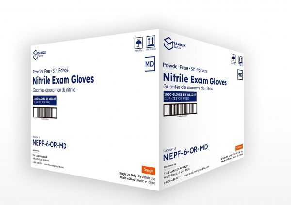 6.0 mil Orange Nitrile Exam Gloves by Saneck Safety